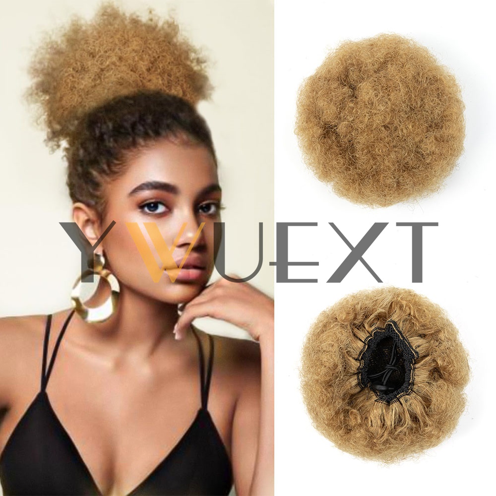 Drawstring Afro Curly Puff Ponytail - YWUEXT ハニーゴールド アフロ キンキー パフ ポニーテール
