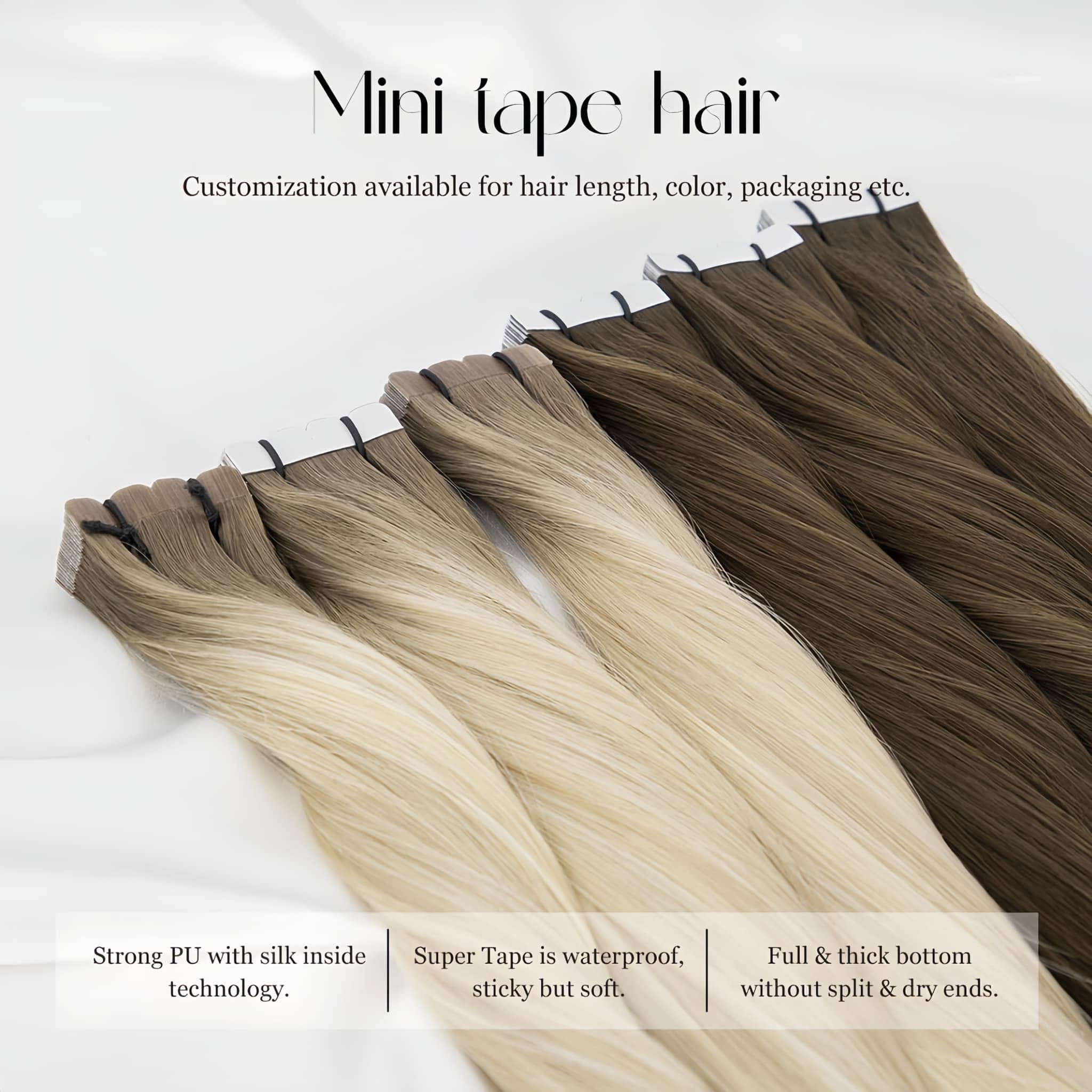 Invisible Tape In Extensions Real Hair - ミニテープ式人毛エクステ ストレート シームレス ミニテープ 100%天然リアル 透明粘着テープ
