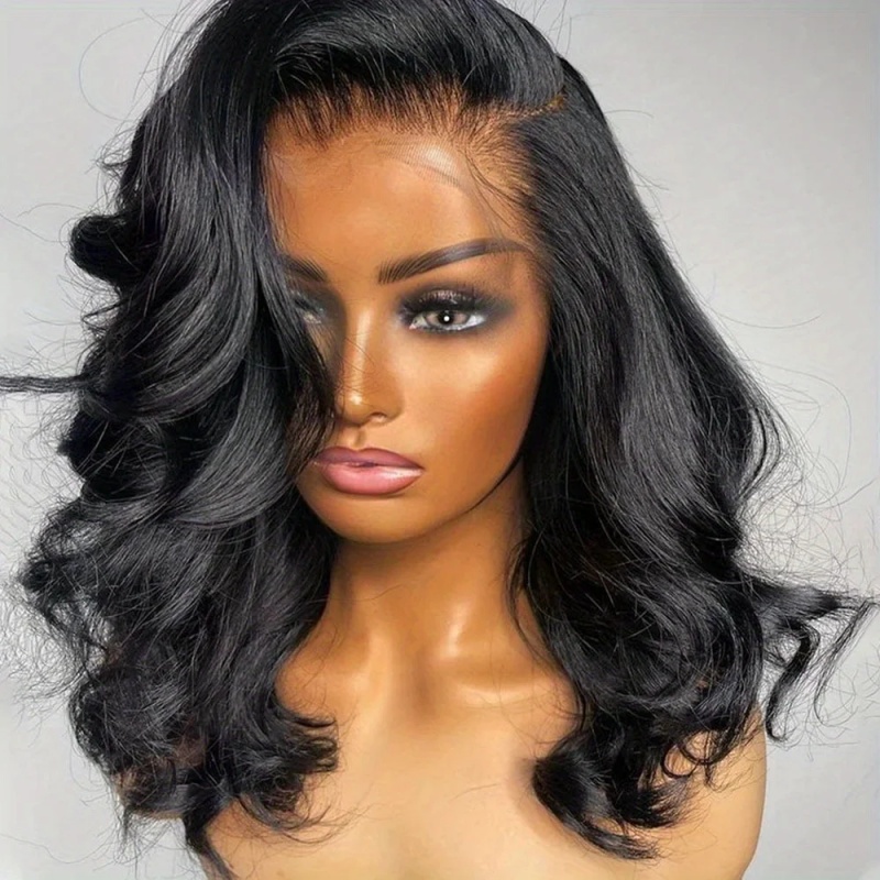 Glueless Wear And Go Human Hair Wig - 200%ボディウェーブHDレースフロントウィッグ ショートボブウィッグ 人毛 ウェーブヘア 13x4 透明レースフロントウィッグ