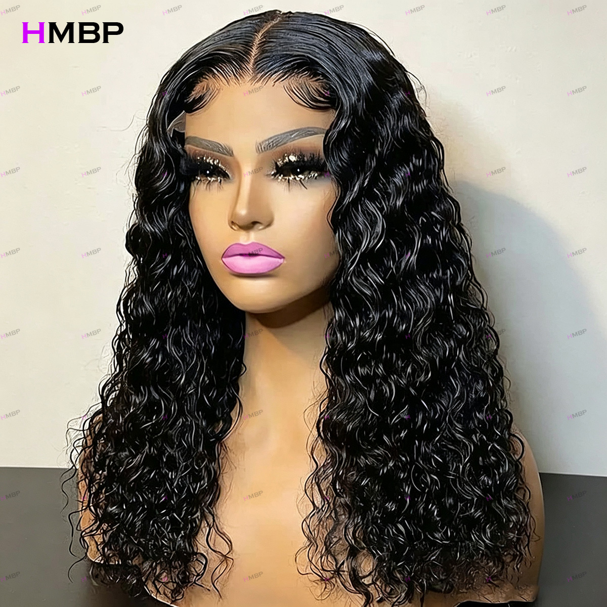 Hd Lace Frontal Wig Human Hair Pre Plucked - # 1B M字型ヘアラインウォーターウェーブウィッグ 400密度 9x6/13x4 HDレースフロントウィッグ