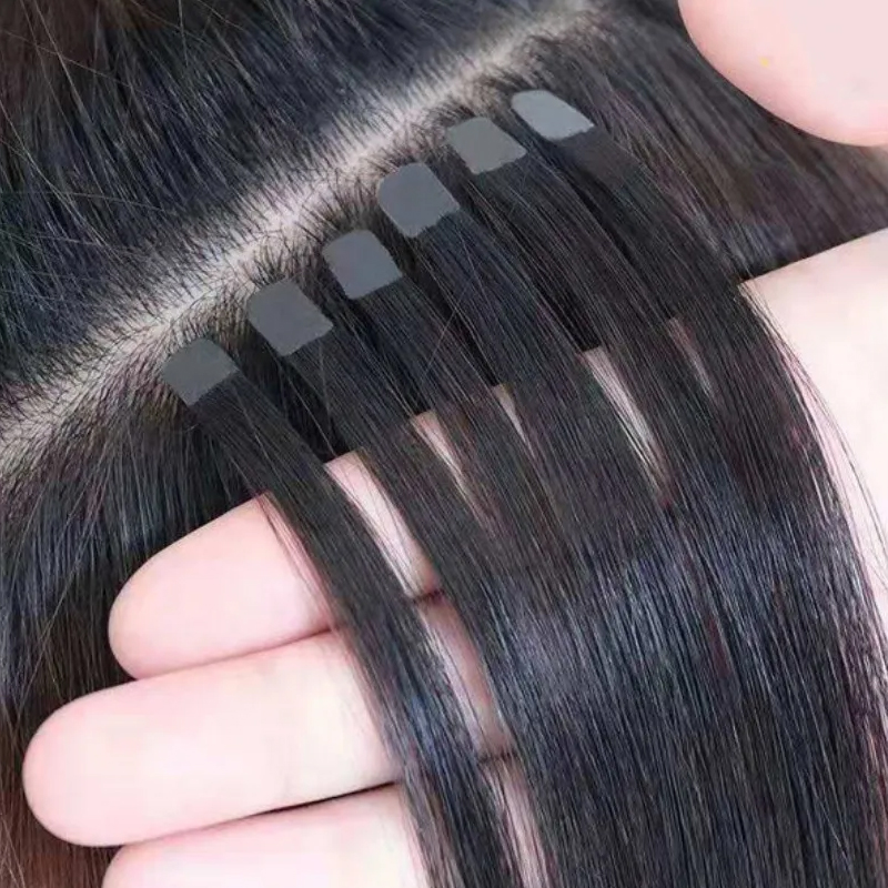 Invisible Tape In Extensions Real Hair - ミニテープヘアエクステンション人毛ナチュラルテープヘアエクステンション 3 × 0.8 センチメートル目に見えないテープ 10