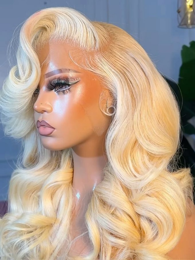 613 Blonde Body Wave Lace Front Wig - ハニーブロンド613ボディウェーブ人毛ウィッグ13x6 HDレースフロントウィッグ透明レース250密度42インチハニーブロンド13x4レースウィッグ