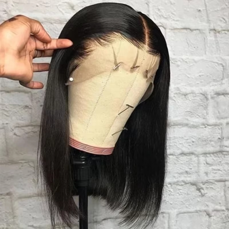 Pre Parted 13X4 Lace Front Bob Wig - 13x6ショートボブストレートブラジリアンヘア200%密度HD透明レースフルレースフロントウィッグ黒人女性用リアル人毛ウィッグ