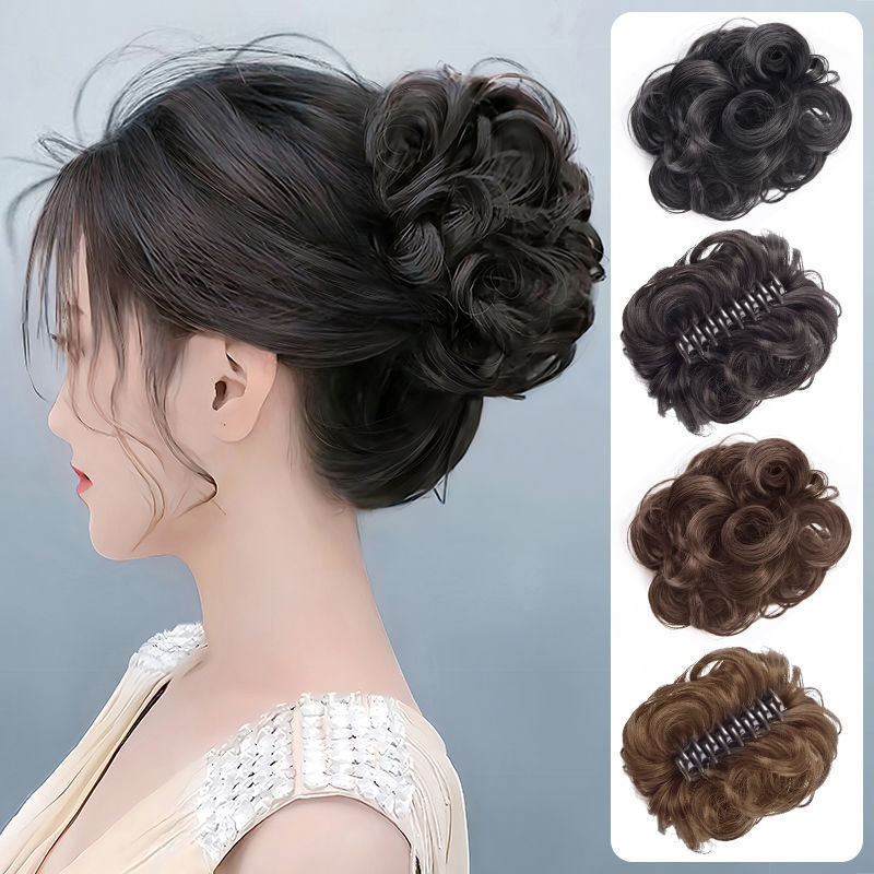 Claw Clip Messy Bun Hair Piece - 新しい合成シニヨンメッシーバン クロウクリップ式ヘアピース ウェーブカールヘアバン ポニーテールエクステンション スクランチーヘアピース 女性用