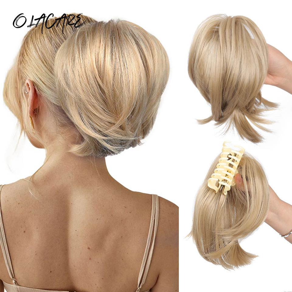 Claw Clip Messy Bun Hair Piece - 乱雑なおだんごヘアピース爪クリップヘアおだんごヘアピース女性のためのストレートショートハイポニーテールエクステンション乱れたアップヘア女の子のための