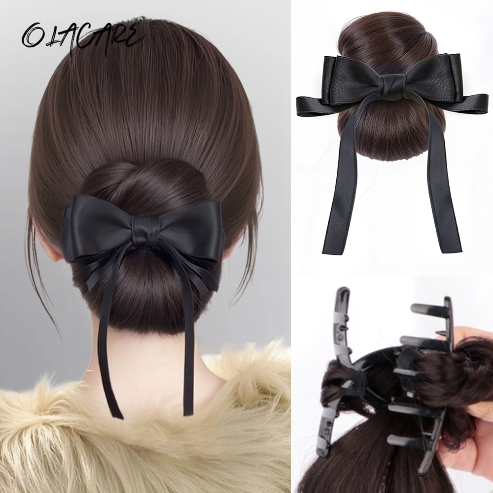 Claw Clip Messy Bun Hair Piece - 合成ボウヘアクリップシニヨンメッシーバンクリップインヘアピースウェーブカーリーヘアバンポニーテールエクステンションヘアピース