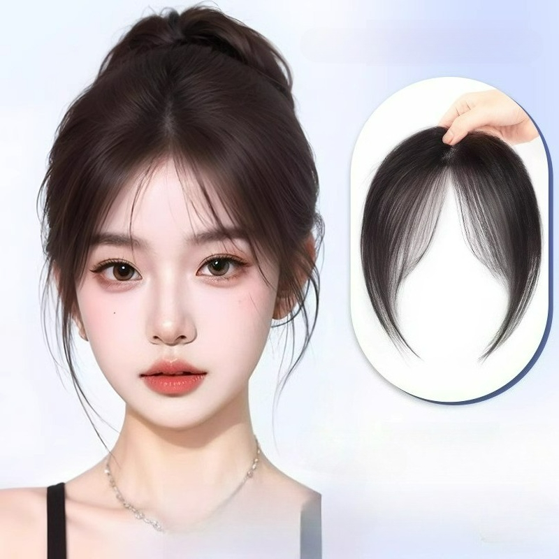 Seamless Clip In Hair Extensions Human Hair - 超軽量人毛前髪額再発行ワンクリップインヘアエクステンション自然な不可視フリンジヘアピース女の子女性用