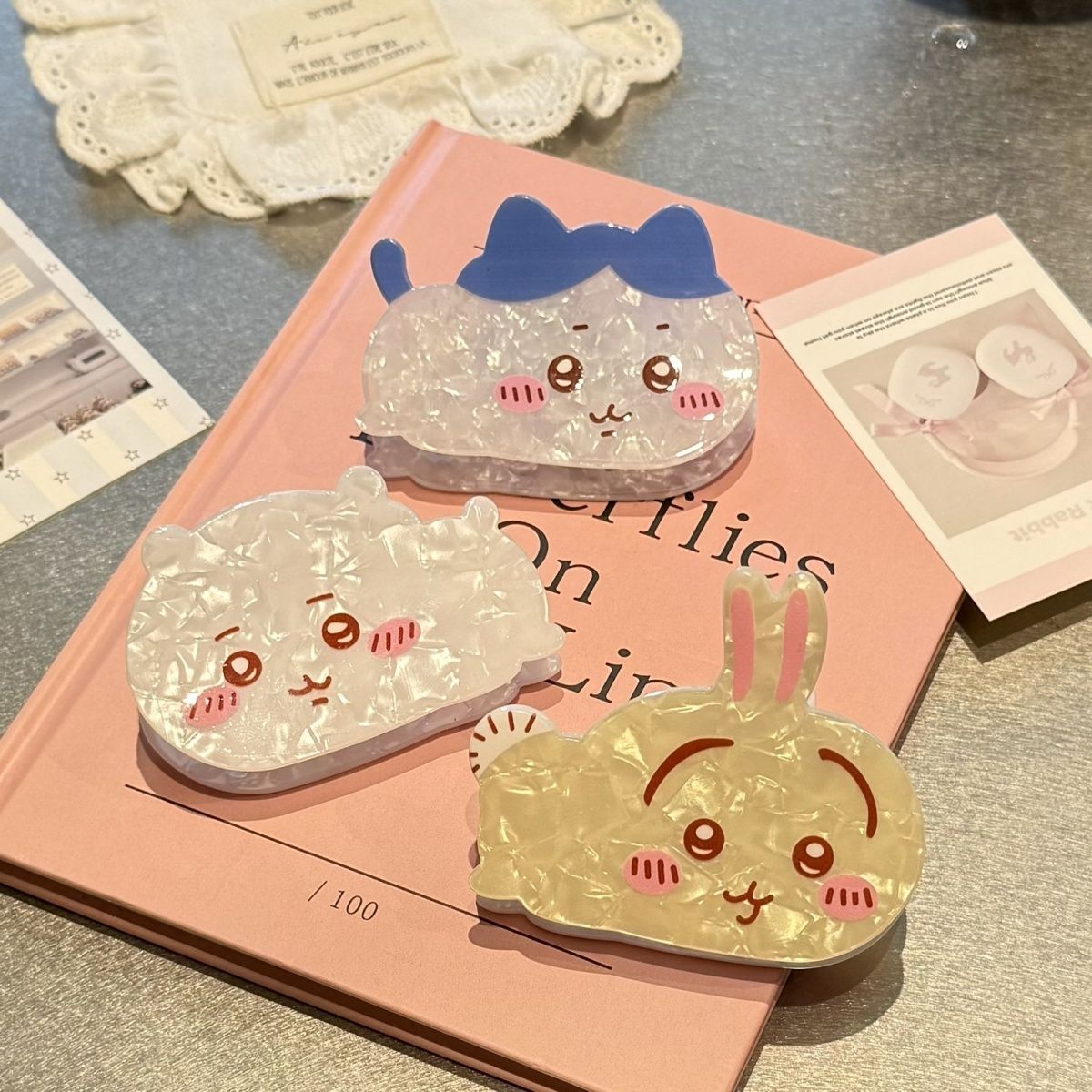 Hair Bundles - ちいかわうさぎハチワレキュートな漫画風サメの爪クリップ甘い女の子らしいヘアアクセサリーファッションヘアグリップギフト