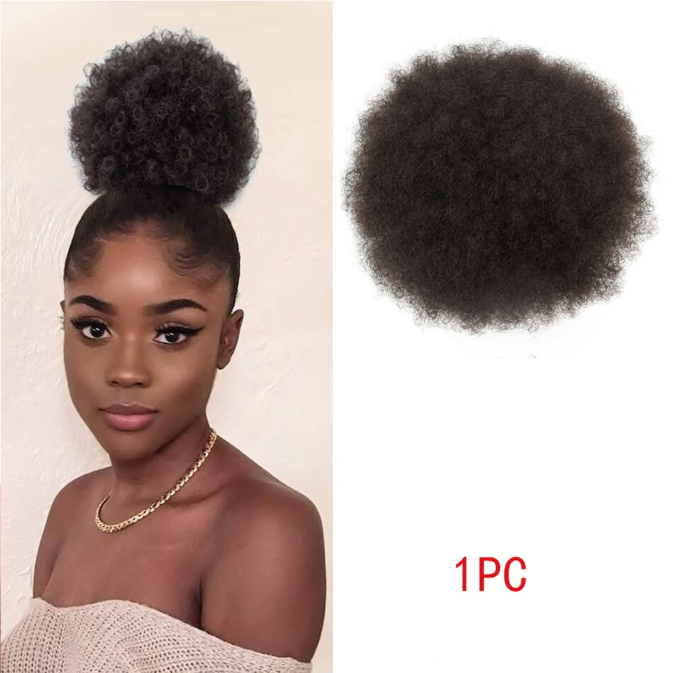 Drawstring Afro Curly Puff Ponytail - アフロパフドローストリングポニーテールショートシンセティックキンキーカーリーバンヘアエクステンションふわふわハイヘアピースアップヘア（黒人女性用）