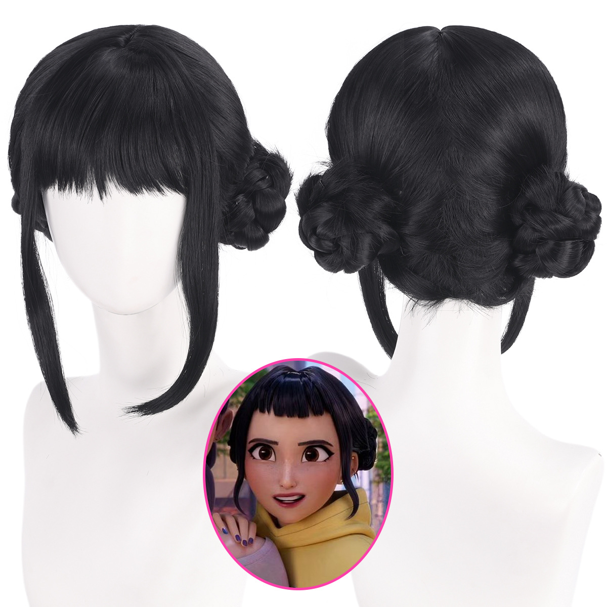 Synthetic Braided Wigs For Black Women - ゾイーコスプレウィッグ 33 センチメートル黒髪バンドルハロウィンパーティーパフォーマンスコスチュームアクセサリー女性ステージ高温シルクウィッグ