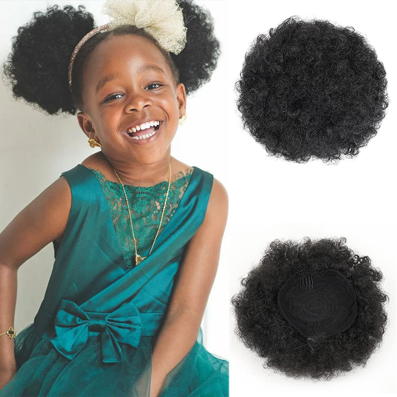 Drawstring Afro Curly Puff Ponytail - 6 インチアフロパフ巾着ポニーテール人工ヘアアクセサリー変態カーリーソフトフライドヘッド弾性ヘアロープバンズ子供のための女性