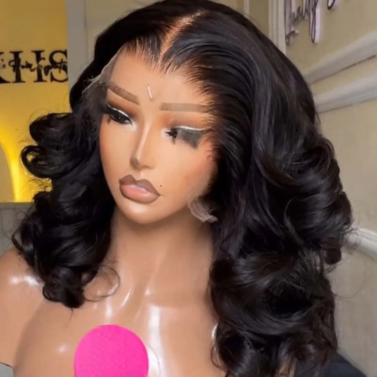 Pre Parted 13X4 Lace Front Bob Wig - 黒髪ショートボブウィッグ ボディウェーブ レースフロントウィッグ 接着剤不要 13x4 HDプレプラッキング済み