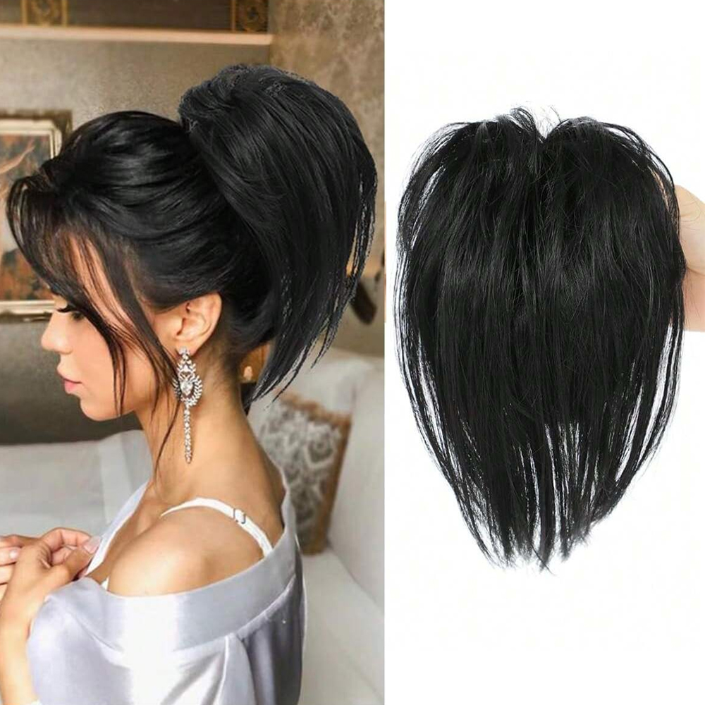 Claw Clip Messy Bun Hair Piece - 合成毛のストレートポニーテール、爪留めヘアバン、シニヨンヘアエクステンション、シュシュ付きアップヘア、女性用つけ毛