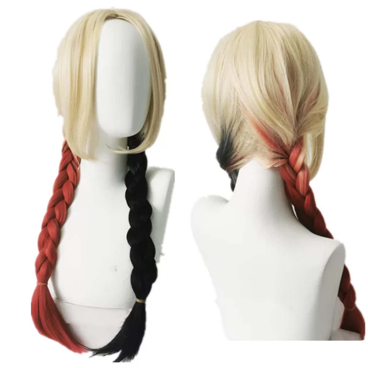 Synthetic Braided Wigs For Black Women - 女性用クインコスプレウィッグ ハーレー2 ポニーテールスタイル 赤黒の三つ編み 耐熱性合成毛