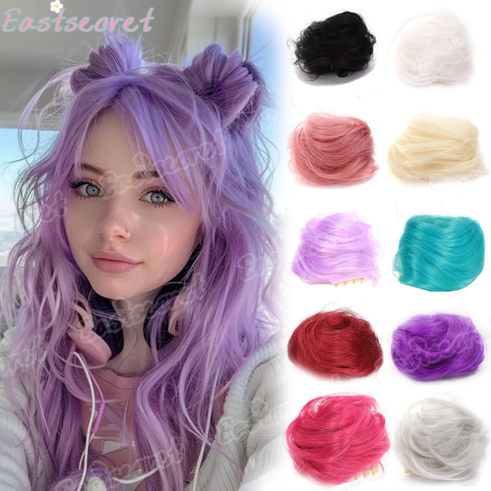 Claw Clip Messy Bun Hair Piece - EAST レディースヘアバンズ 合成カーリーシニヨン オンブレ クローヘア メッシーバンズ