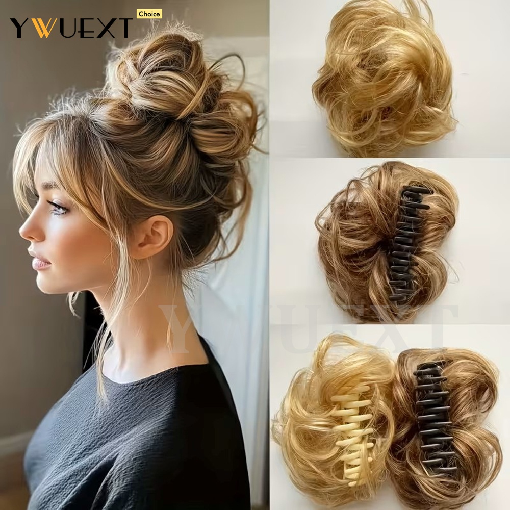 Claw Clip Messy Bun Hair Piece - 40g/パック クロークリップ式ヘアバンズ メッシーカールヘアピース 女性用ボリュームアップヘアピース メッシーヘアポニーテール 簡単装着