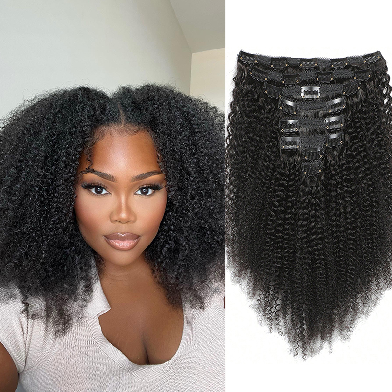 Seamless Clip In Hair Extensions Human Hair - アフロ-ブラジルのレミーナチュラルヘアエクステンション,100% ナチュラル,シームレス,織り,女性用