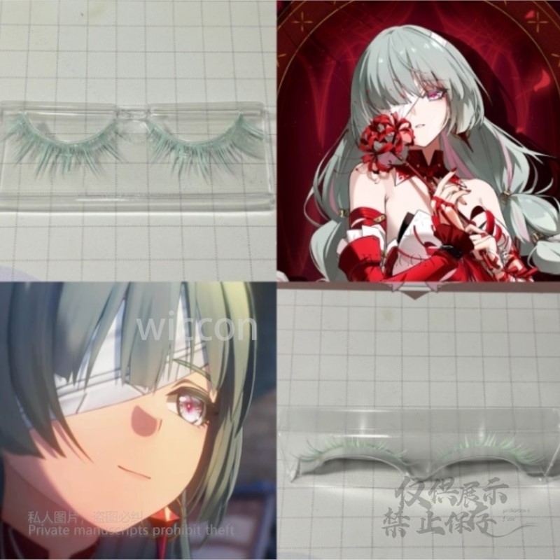 Synthetic Wigs - アニメ Phrolova コスプレウィッググリーンピンク混合ウィッグ衣装イヤリング耐熱合成まつげ Phrolova ハロウィンパーティー