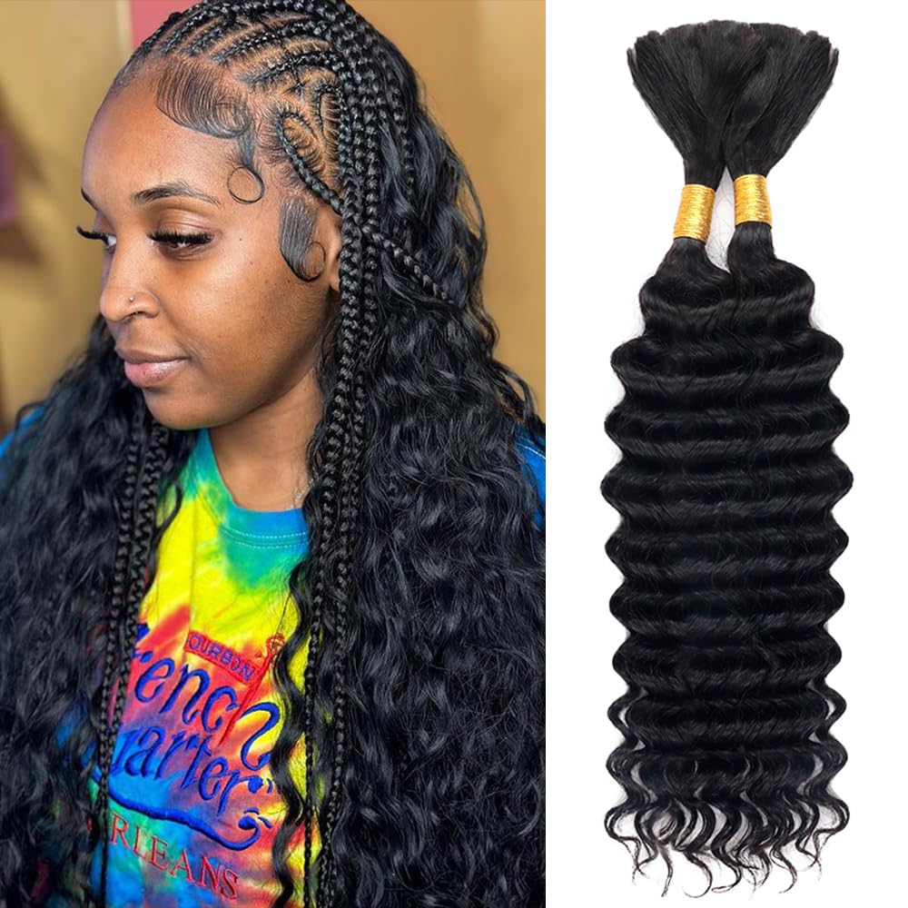 Water Wave Bulk Human Hair For Braiding - ディープウォーターウェーブ、ウェフトなし、未加工バージン人毛、編み込み用、未加工人毛エクステンション、ブラジリアンレミーヘア
