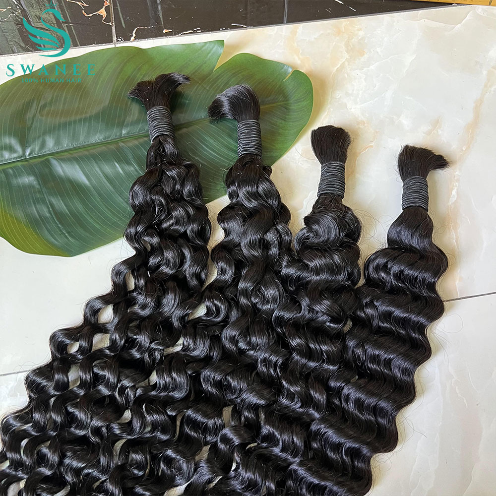 Water Wave Bulk Human Hair For Braiding - ウォーターウェーブ100%人毛バルク、ボヘミアンブレイズ用未加工バージンヘア、カーリーバンドルヘアバルクエクステンション、ウェフトなし