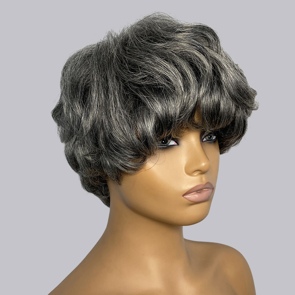 Short Pixie Cut Wig Human Hair Cheap - ピクシーカット人毛ウィッグ グレー # 280 # SP430