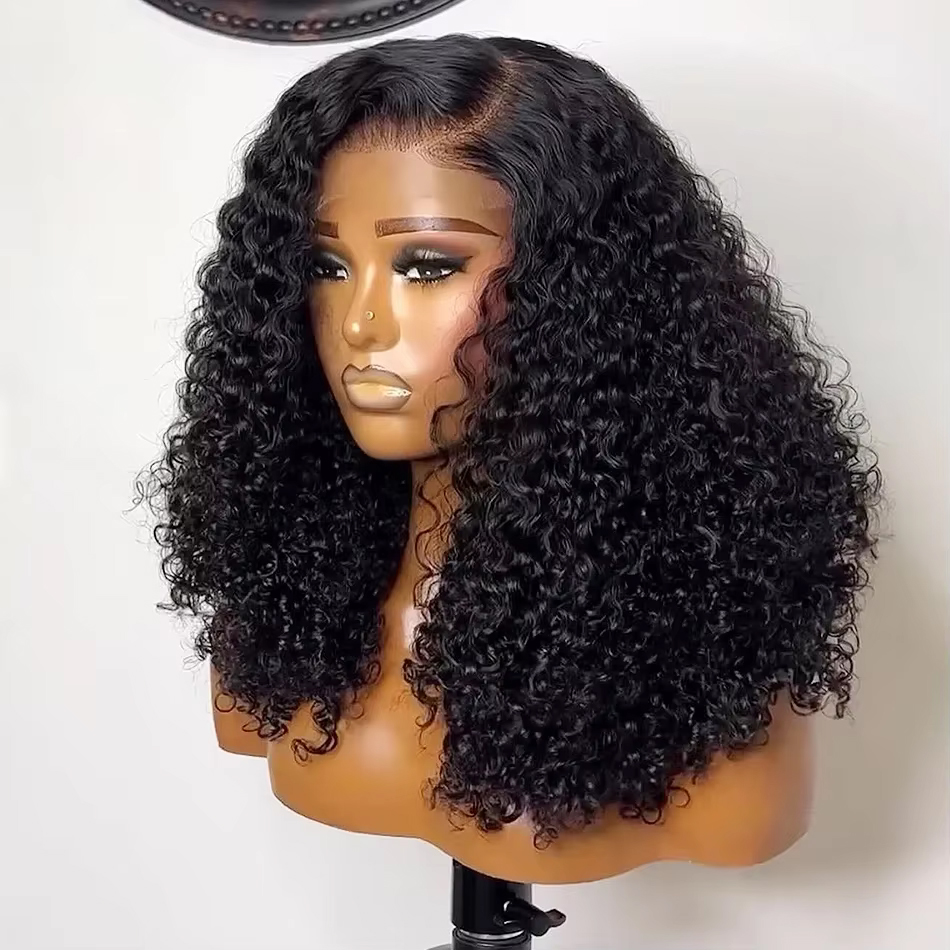 Glueless Wear And Go Human Hair Wig - 230%ショートカーリーボブ 13x4レースフロントウィッグ 生え際プレプラッキング済み ディープウォーターウェーブ 4x4レースフロントウィッグ ブラジリアンレミー
