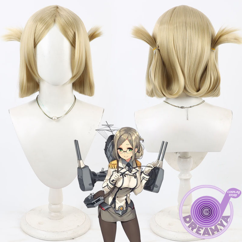 Synthetic Wigs - 加藤利コスプレウィッグ艦隊コレクションシャンパン合成毛耐熱ハロウィンロールプレイパーティーカーニバル+無料ウィッグキャップ