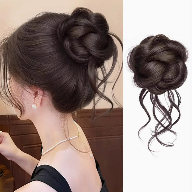 Claw Clip Messy Bun Hair Piece - 新しい合成毛ヘアバンシニヨン、メッシーバン、ヘアクリップ式ヘアピース、ふわふわカールポニーテールエクステ、女性用ヘアピース