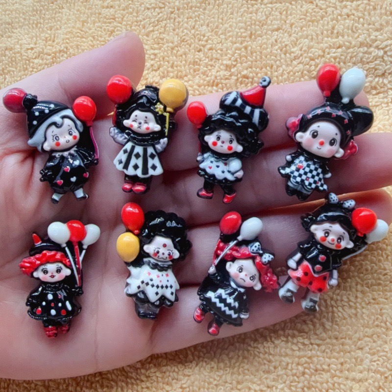 Hair Clips - 12個入りジョーカーバルーン子供用楽しい手作りDIYクリームジェル携帯電話ケースヘアクリップヘッドピース樹脂アクセサリージュエリー