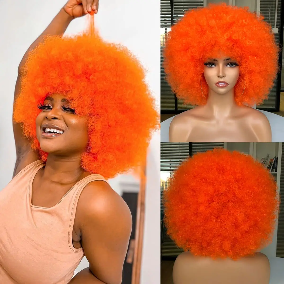 合成アフロウィッグ,巻き毛,大きな弾力性,自然な外観,ハロウ - Synthetic Braided Wigs For Black Women のレビューと価格