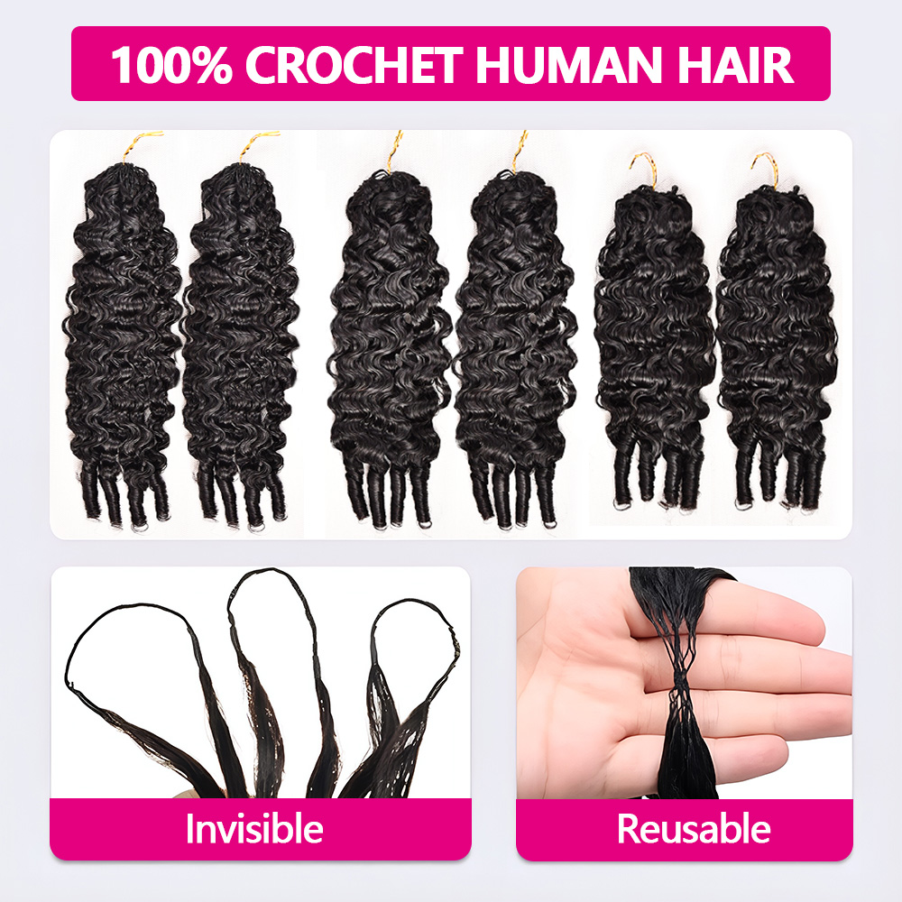 14インチ、16インチ、18インチのミラクルノットクロシェ人 - Water Wave Bulk Human Hair For Braiding のレビューと価格