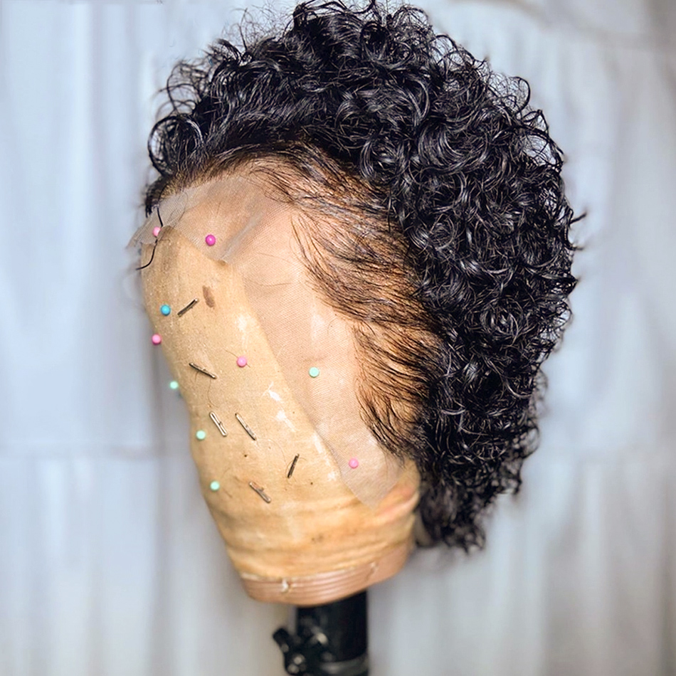 カーリーピクシーカットウィッグレース人毛ウィッグウォーターウ - Short Pixie Cut Wig Human Hair Cheap のレビューと価格
