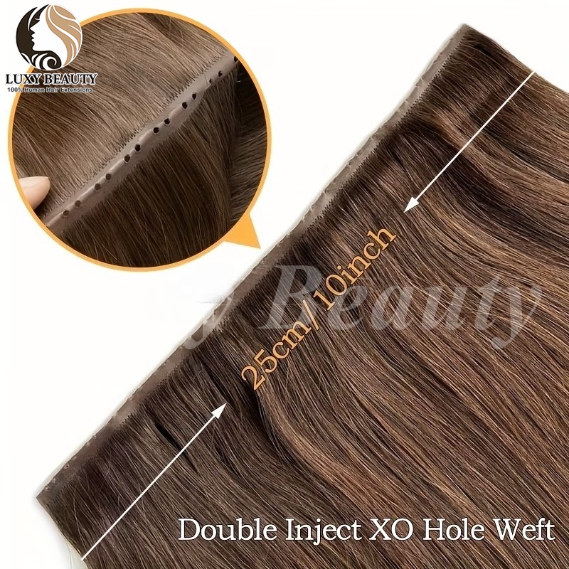 ブラウンバタフライホールウェフトヘアエクステンション ストレ - Invisible Tape In Extensions Real Hair のレビューと価格