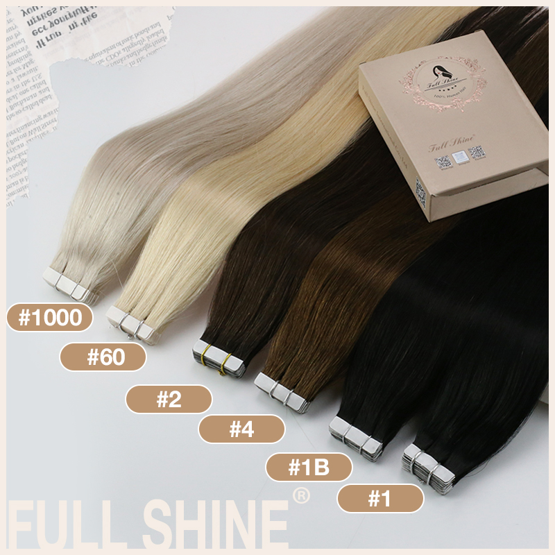 ヘアエクステンションの完全な光沢のあるテープ,レミーの人間の - Invisible Tape In Extensions Real Hair のレビューと価格