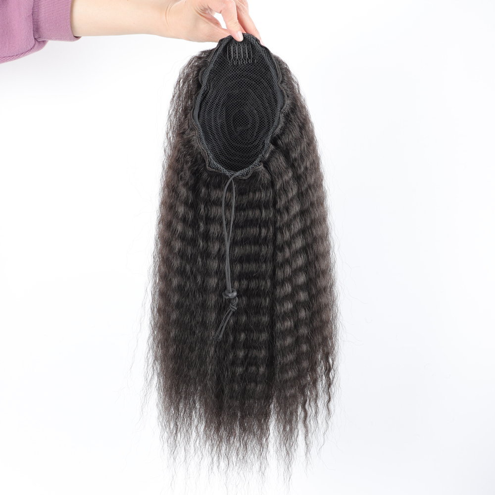 偽合成巾着ポニーテール弾性ヘアエクステンション女性のための変 - Drawstring Afro Curly Puff Ponytail のレビューと価格