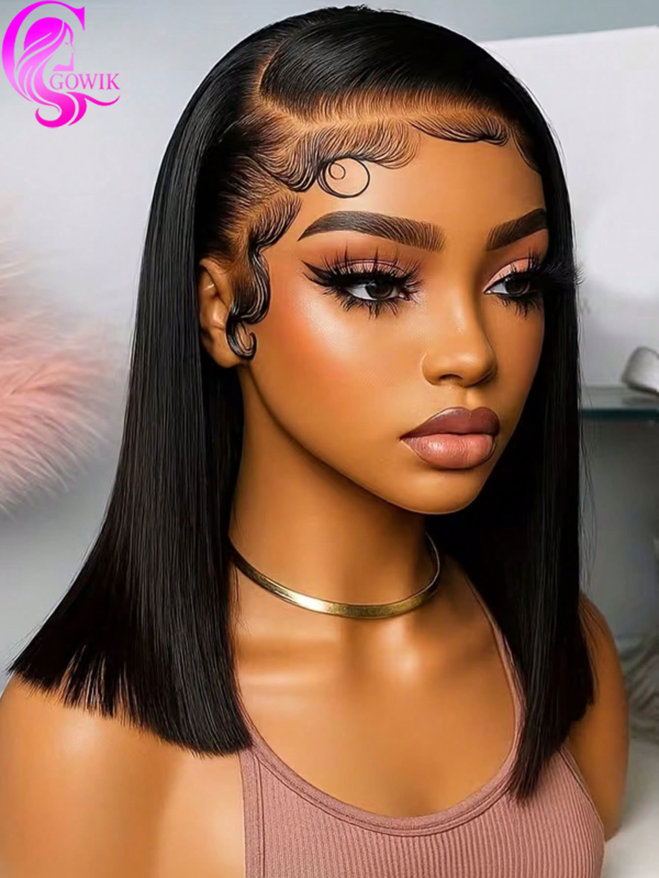 ゴウィック 250%高密度 13x4 レースフロントウィッグ - Pre Parted 13X4 Lace Front Bob Wig のレビューと価格