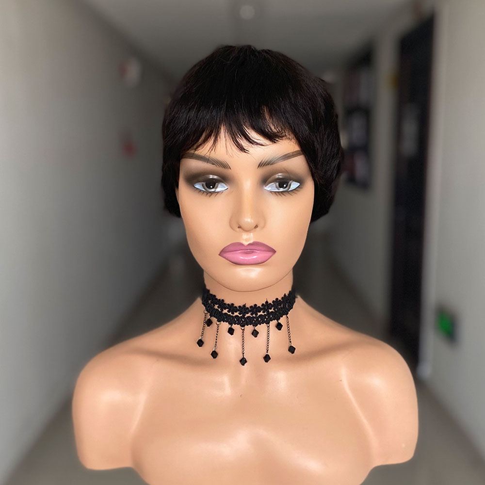 ショートストレート人毛ウィッグ ナチュラルカラー ブラジリア - Short Pixie Cut Wig Human Hair Cheap のレビューと価格