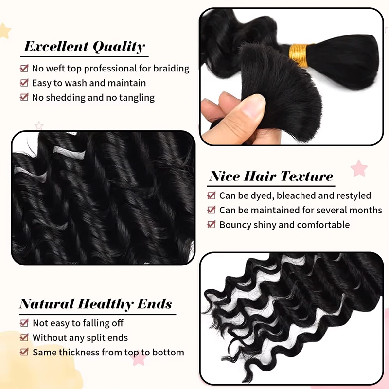 12A 12-30インチ 1-5本 人毛ブレイディングヘア  - Water Wave Bulk Human Hair For Braiding のレビューと価格