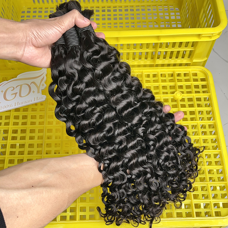 100%人毛バルクヘア、編み込み用ウォーターウェーブ、未加工 - Water Wave Bulk Human Hair For Braiding のレビューと価格