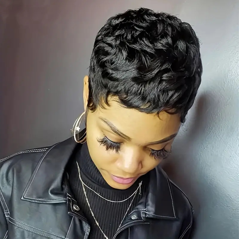 ショートボブピクシーカットウィッグ ピクシーカール人毛ブラジ - Short Pixie Cut Wig Human Hair Cheap のレビューと価格