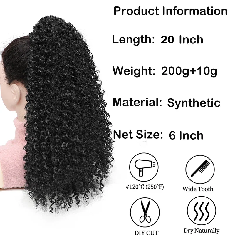 ロング変態カーリー巾着ポニーテールエクステンション女性のため - Drawstring Afro Curly Puff Ponytail のレビューと価格