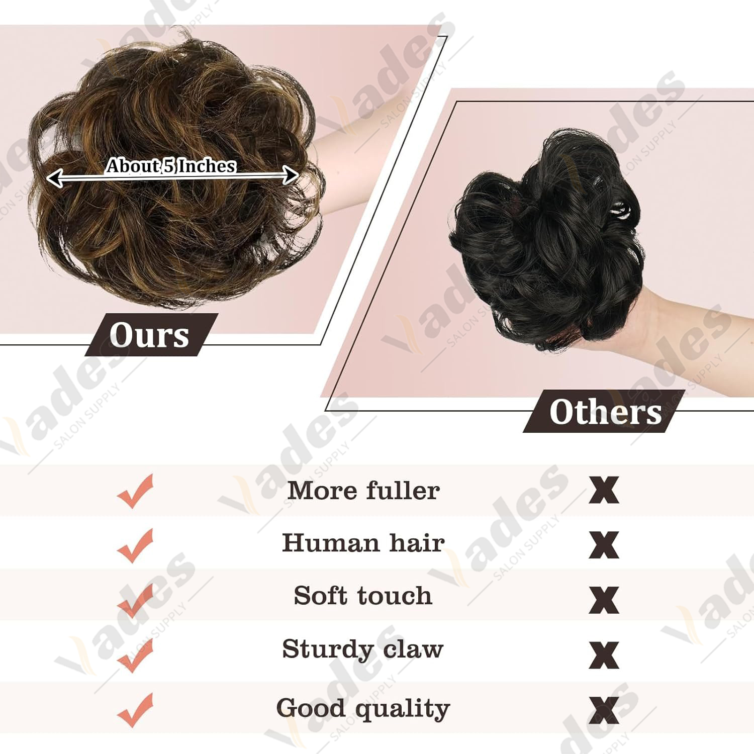 メッシーバンヘア ウェーブ クロークリップ ヘアバン フェイ - Claw Clip Messy Bun Hair Piece のレビューと価格