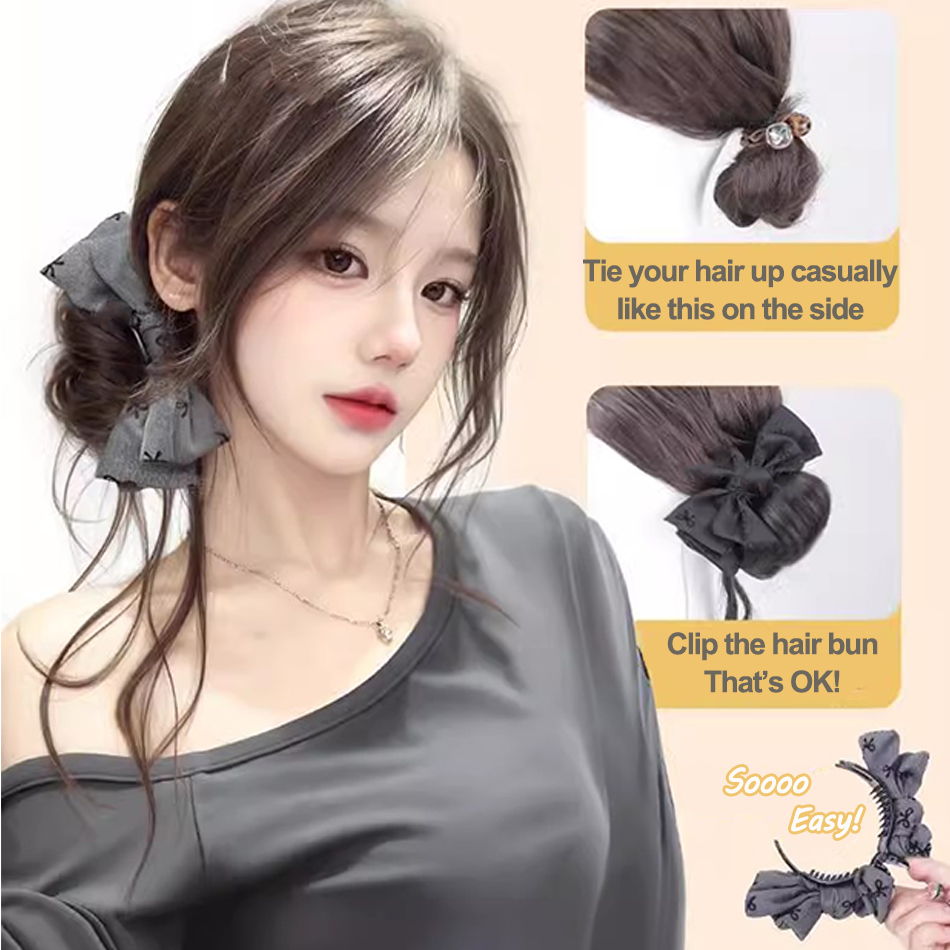 人工おだんごヘアエクステンションちょう結び爪クリップグレース - Claw Clip Messy Bun Hair Piece のレビューと価格