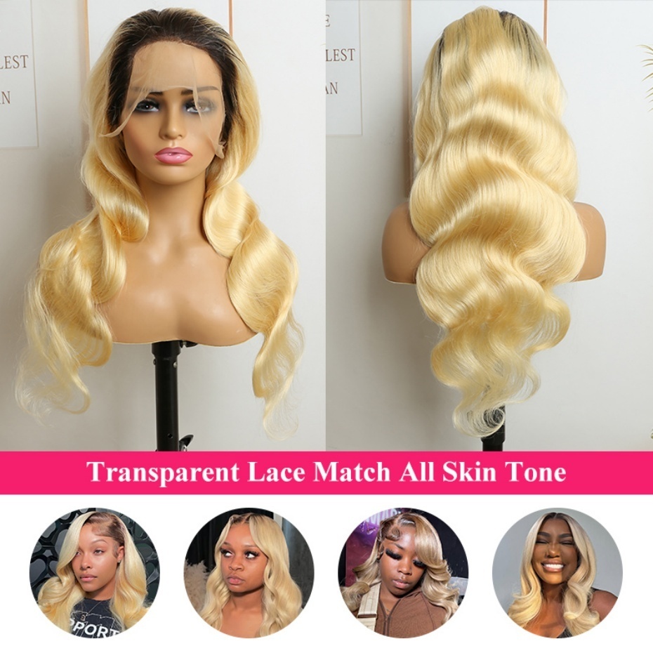 1B 613ブロンドオンブレ人毛ウィッグ 13x6 HDレー - 613 Blonde Body Wave Lace Front Wig のレビューと価格