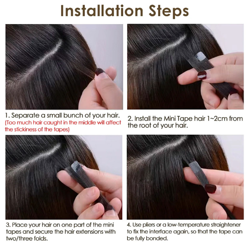 ミニテープヘアエクステンション人毛ナチュラルテープヘアエクス - Invisible Tape In Extensions Real Hair のレビューと価格