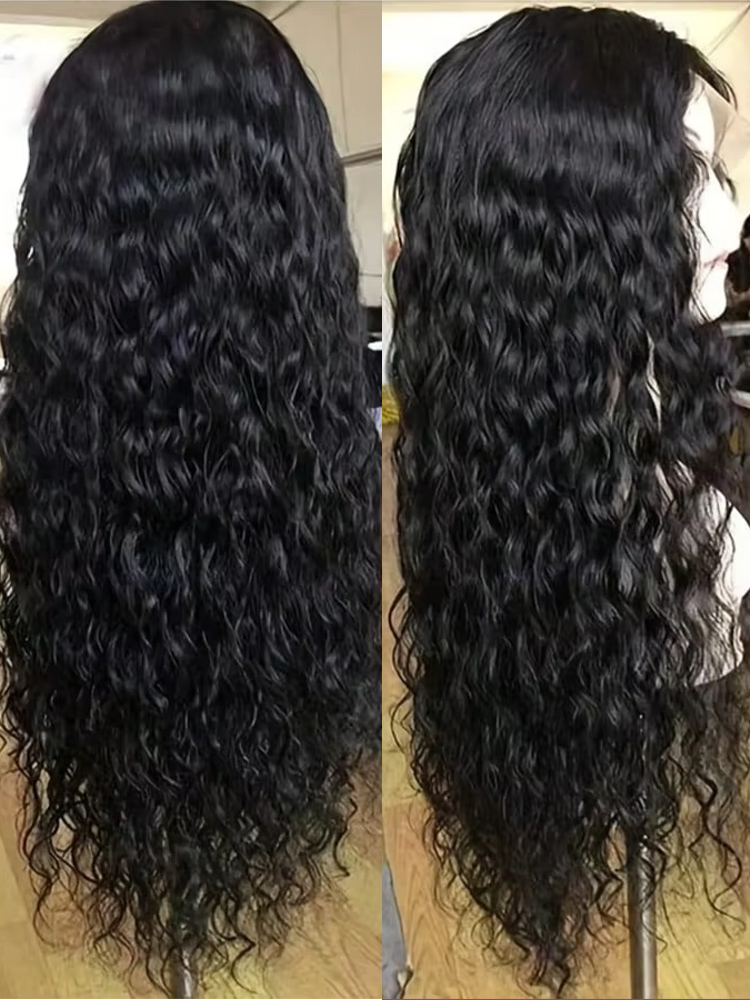 250密度ディープウェーブ4x4レースクロージャー人毛ウィッ - Water Wave Bulk Human Hair For Braiding のレビューと価格