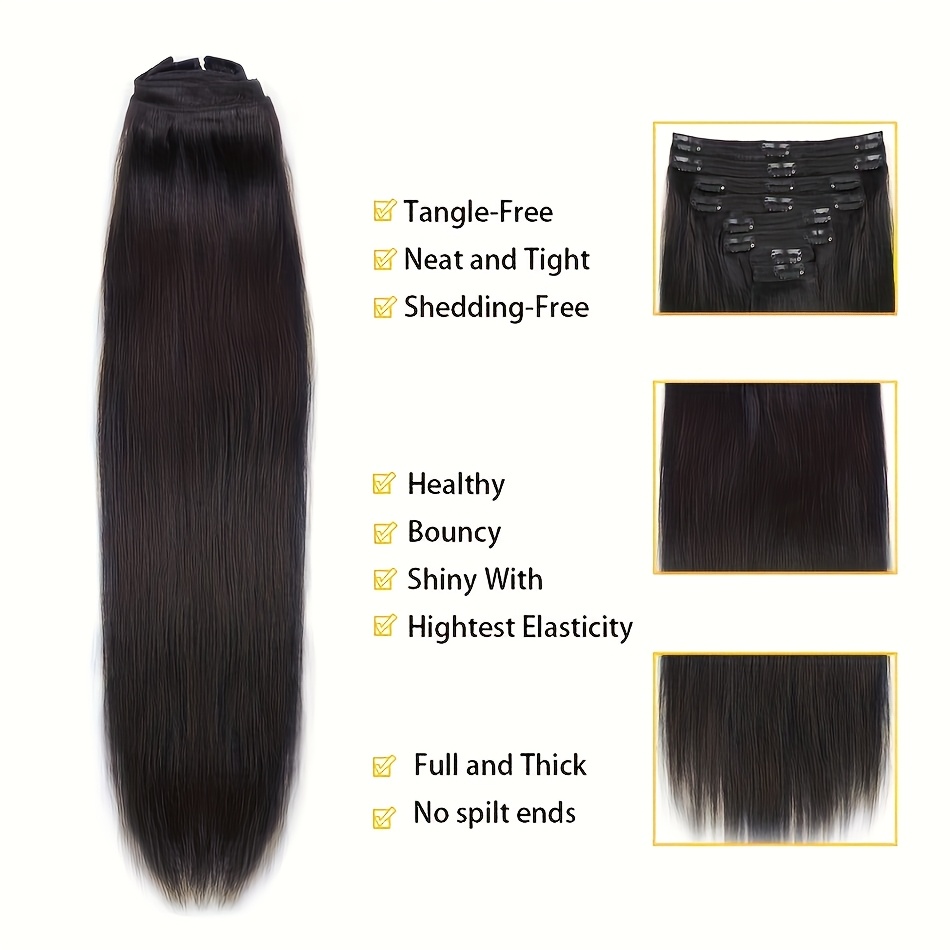 クリップ式ヘアエクステ 本物の人毛、8ピース人毛クリップ式エ - Seamless Clip In Hair Extensions Human Hair のレビューと価格