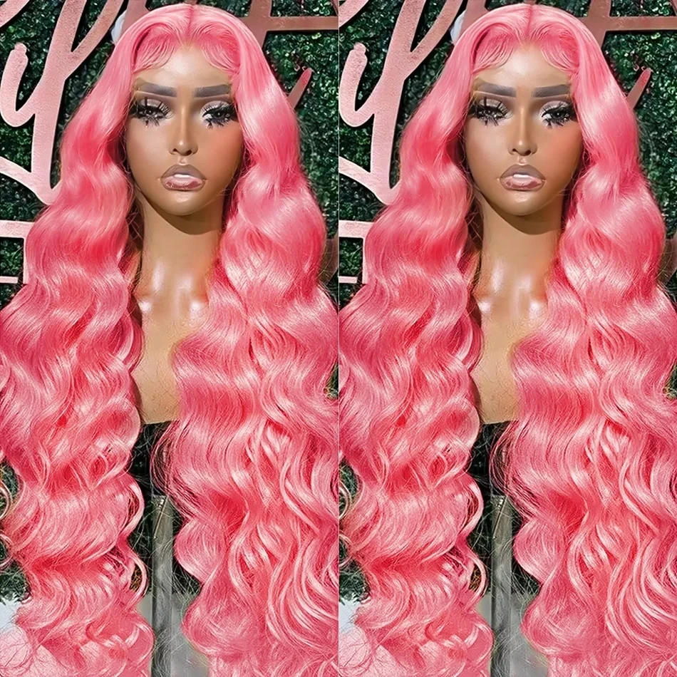13x4ボディウェーブライトピンクレースフロントウィッグブラ - Lace Front Wigs のレビューと価格