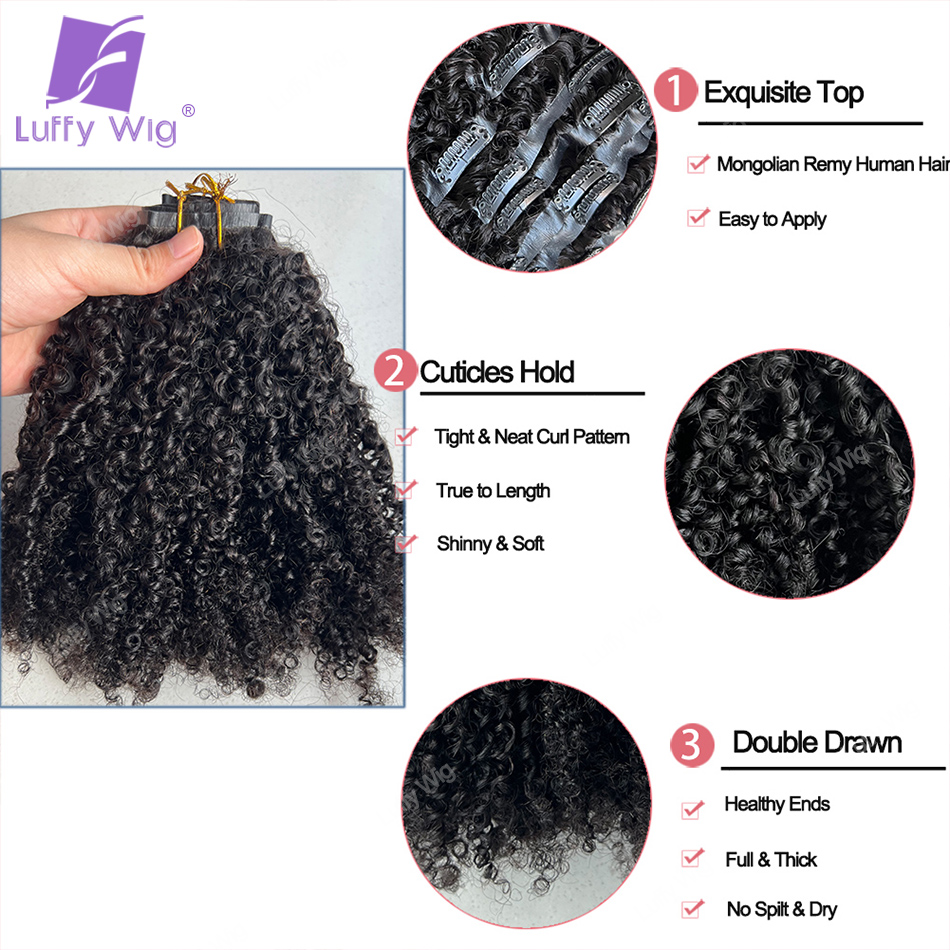 Monglian-アフロカーリーエクステンション,レミー,シ - Seamless Clip In Hair Extensions Human Hair のレビューと価格