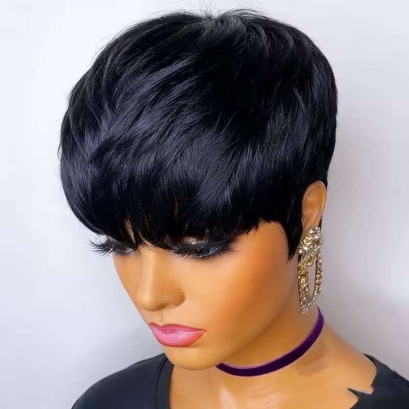 ショートピクシーカット人毛ウィッグ 女性用 レイヤードピクシ - Short Pixie Cut Wig Human Hair Cheap のレビューと価格